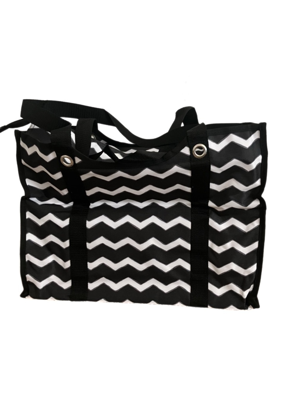 Thirty-One All-Day Organizing Tote in black chevron. NWT